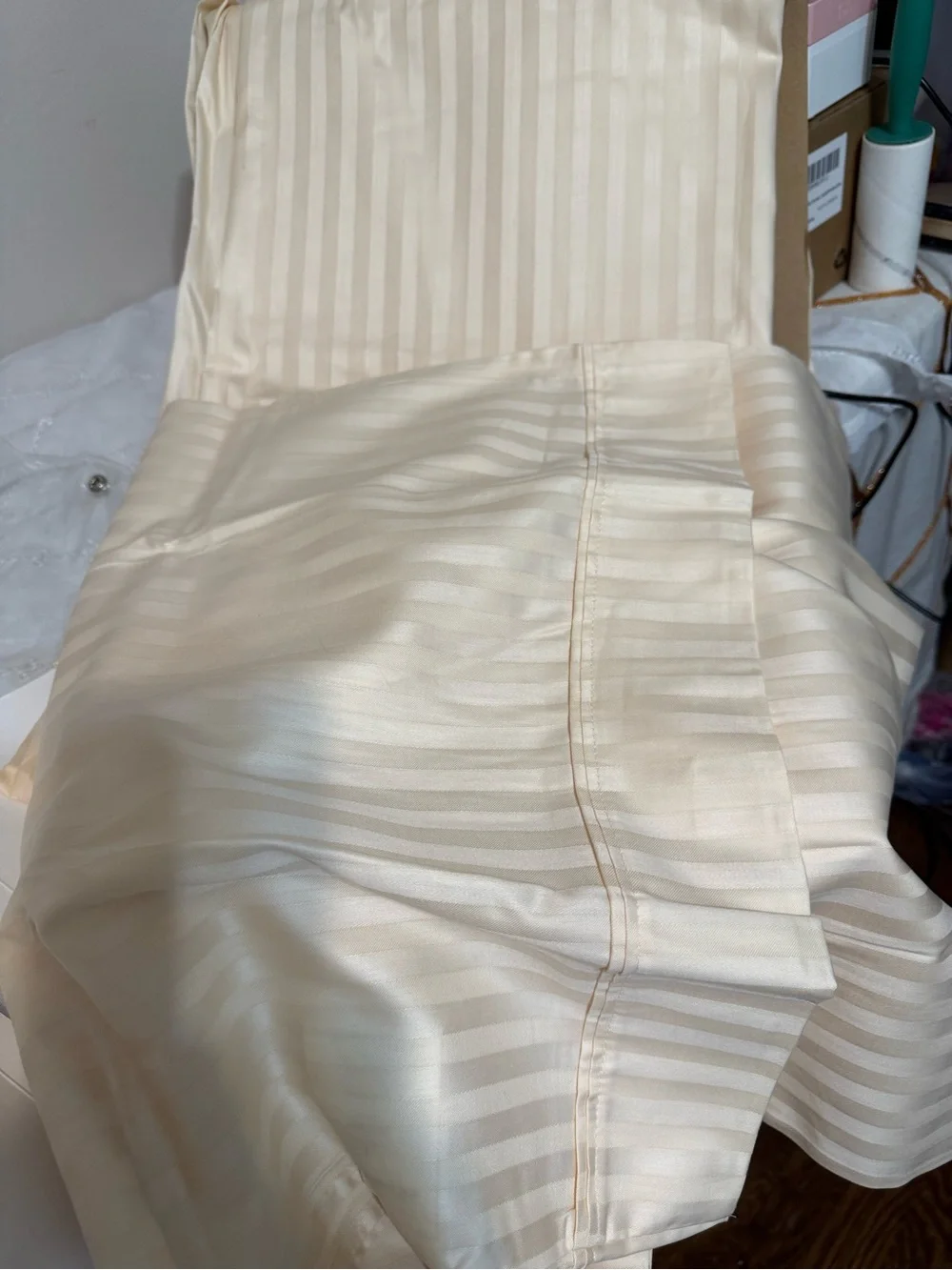 Classic Neutral Stripe Dyed Bedsheet Set - Beige